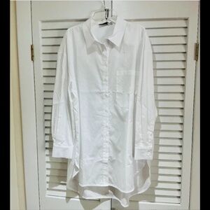 NWT Harshman Crisp White Button Down Tunic Shirt Medium